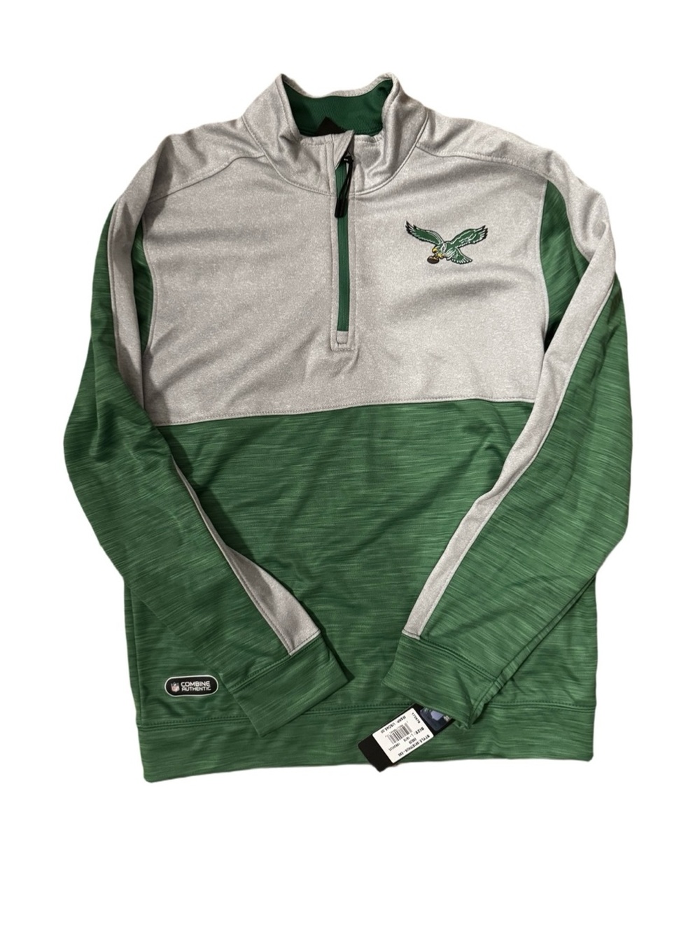 NFL Green and Silver Half-Zip Pullover Sweatshirt